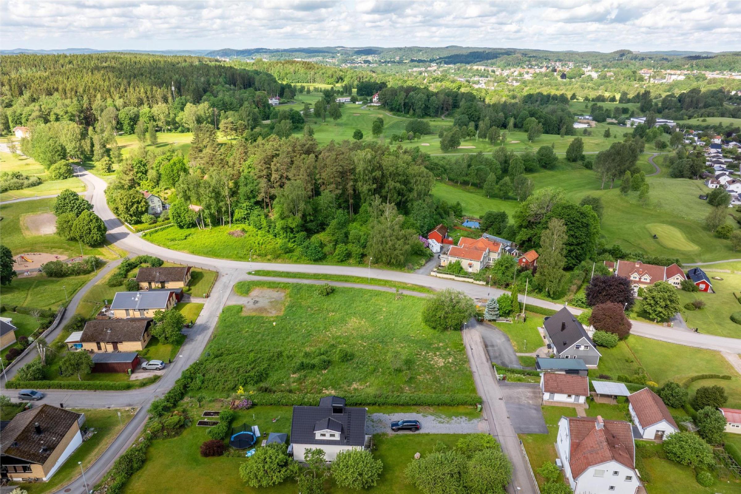 Flygbild över gatorna kring Albacken