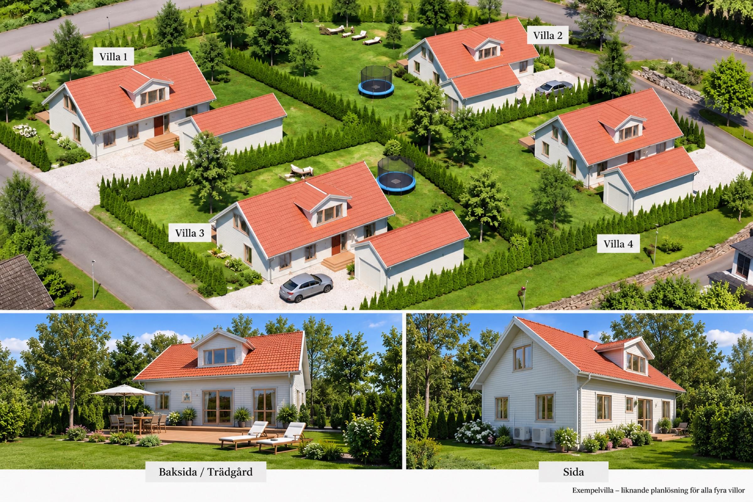 Illustration: exempel på hus placerade på tomterna